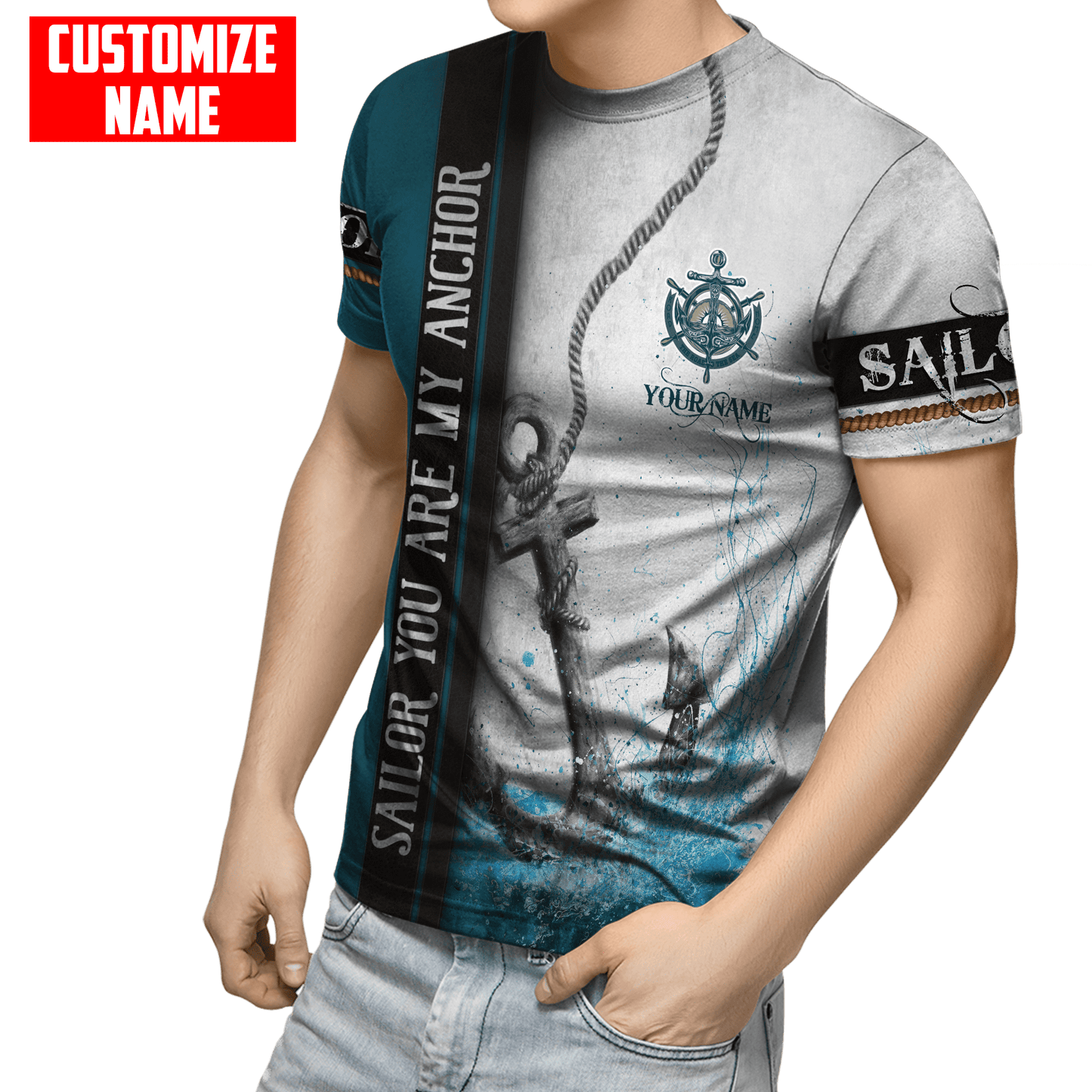 Customized Name Sailor You Are My Anchor 3D All Over Printed Shirts