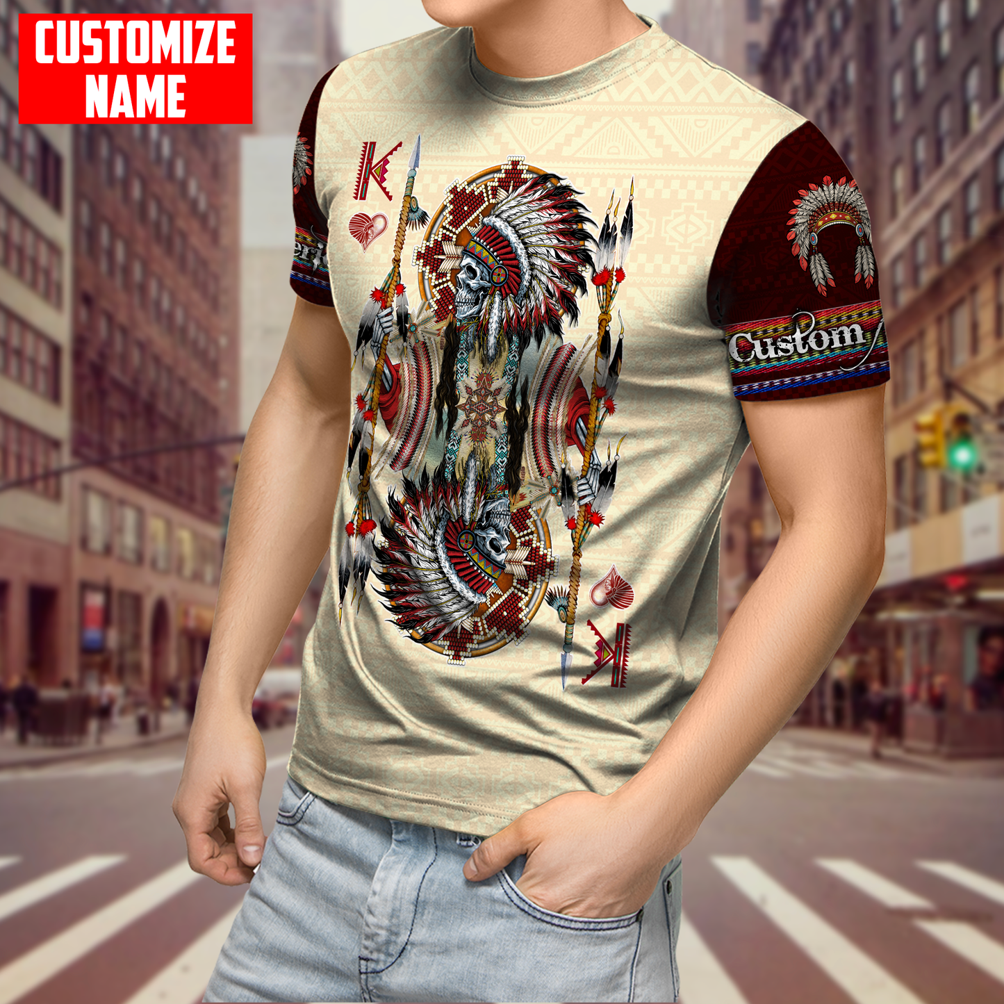 Customized name Native American 3D All Over Printed Combo T-Shirt BoardShorts