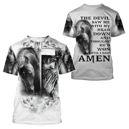 Horse And Jesus 3D All Over Printed Shirts For Men And Women TN