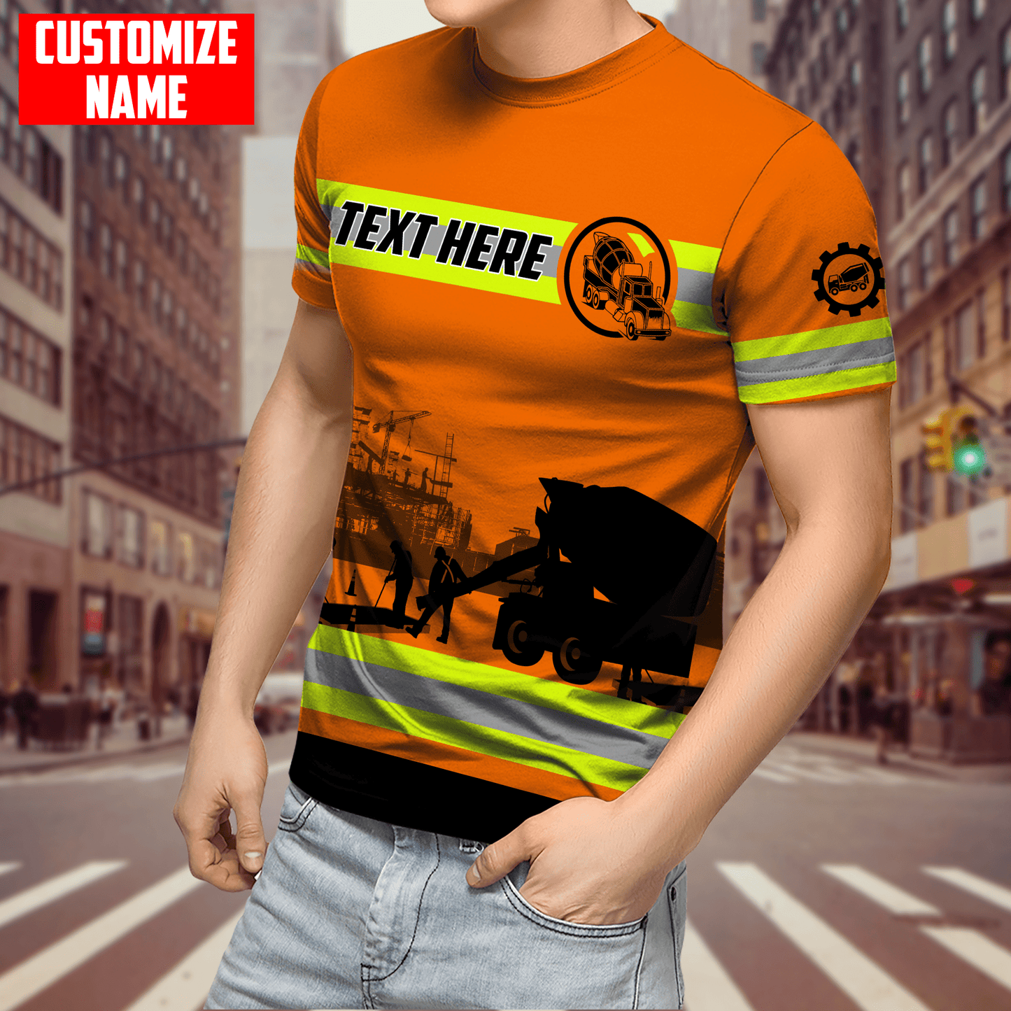 Concrete Finisher Safety Custom name 3D printed shirts
