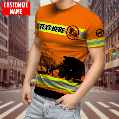 Concrete Finisher Safety Custom name 3D printed shirts