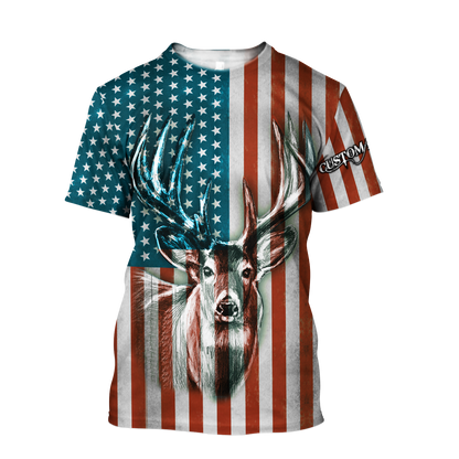 US Deer Persionalized Name 3D All Over Printed Shirts MH21052101