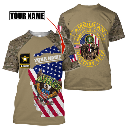 Custom name US Army Veteran Brothers in arms 3D print shirts
