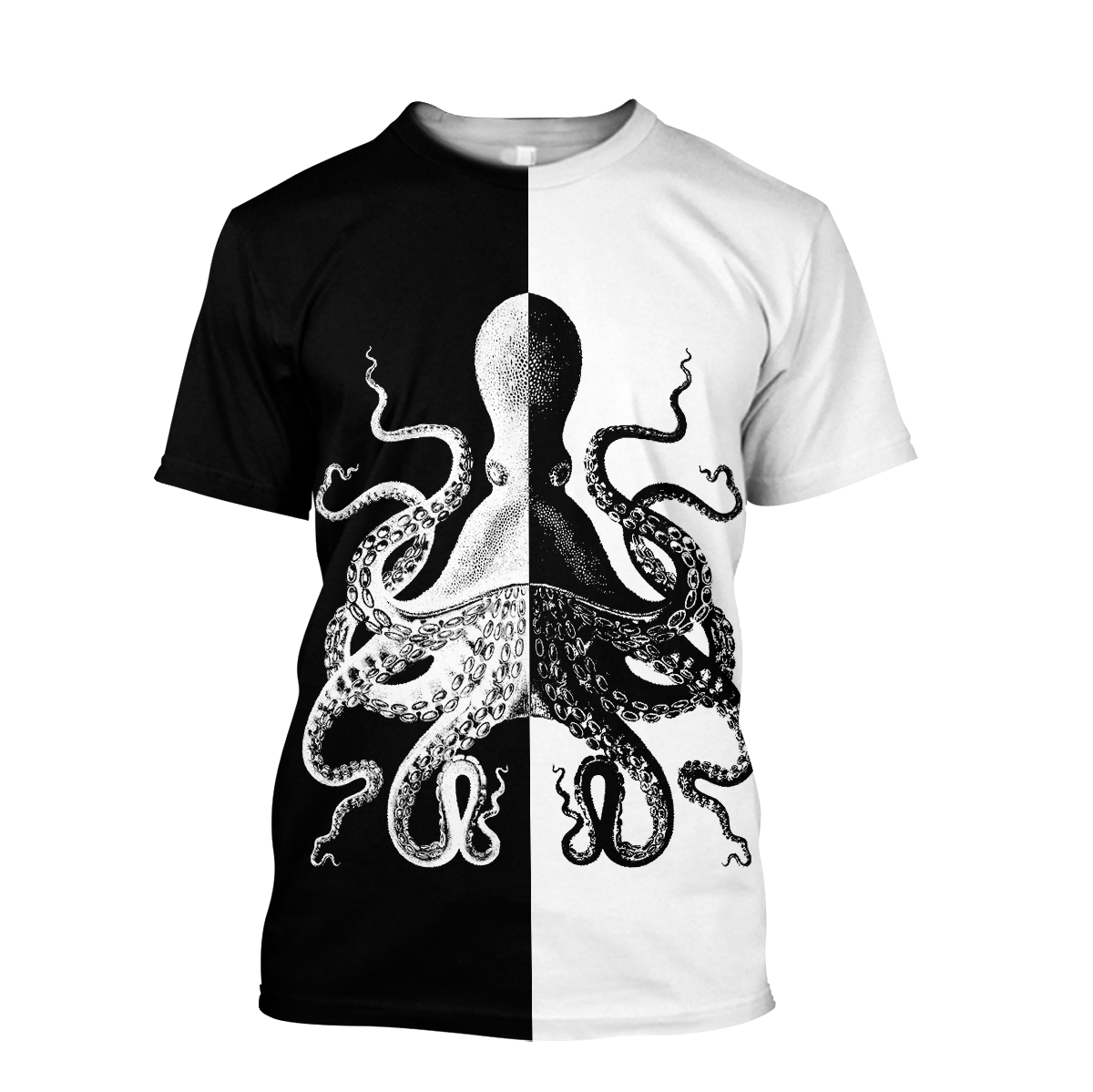 Premium Unisex Hoodie Black And White Kraken Octopus King of The Seven Seas ML