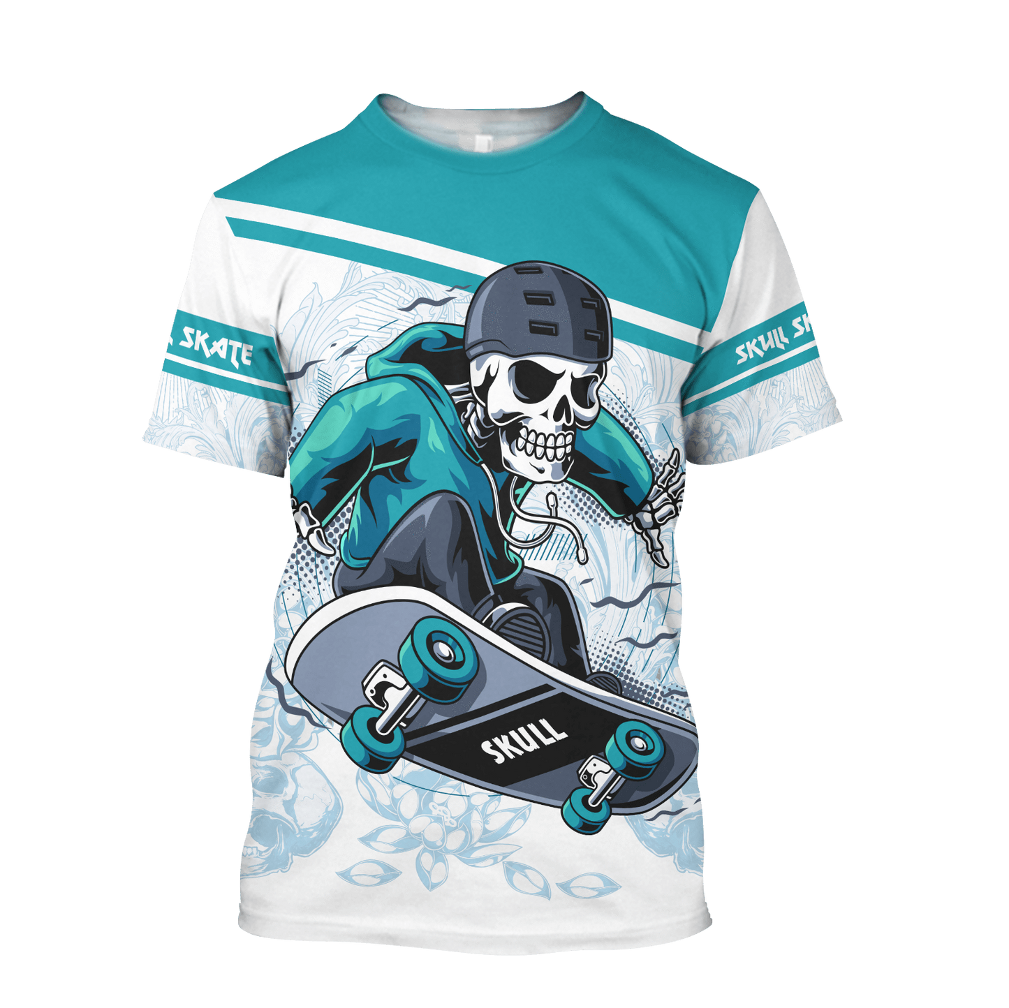 Premium Skateboard Skull 3D All Over Printed Unisex Shirts