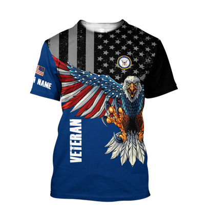 Custom name US Navy Veteran Eagle 3d printed shirts Proud Military MH200521032