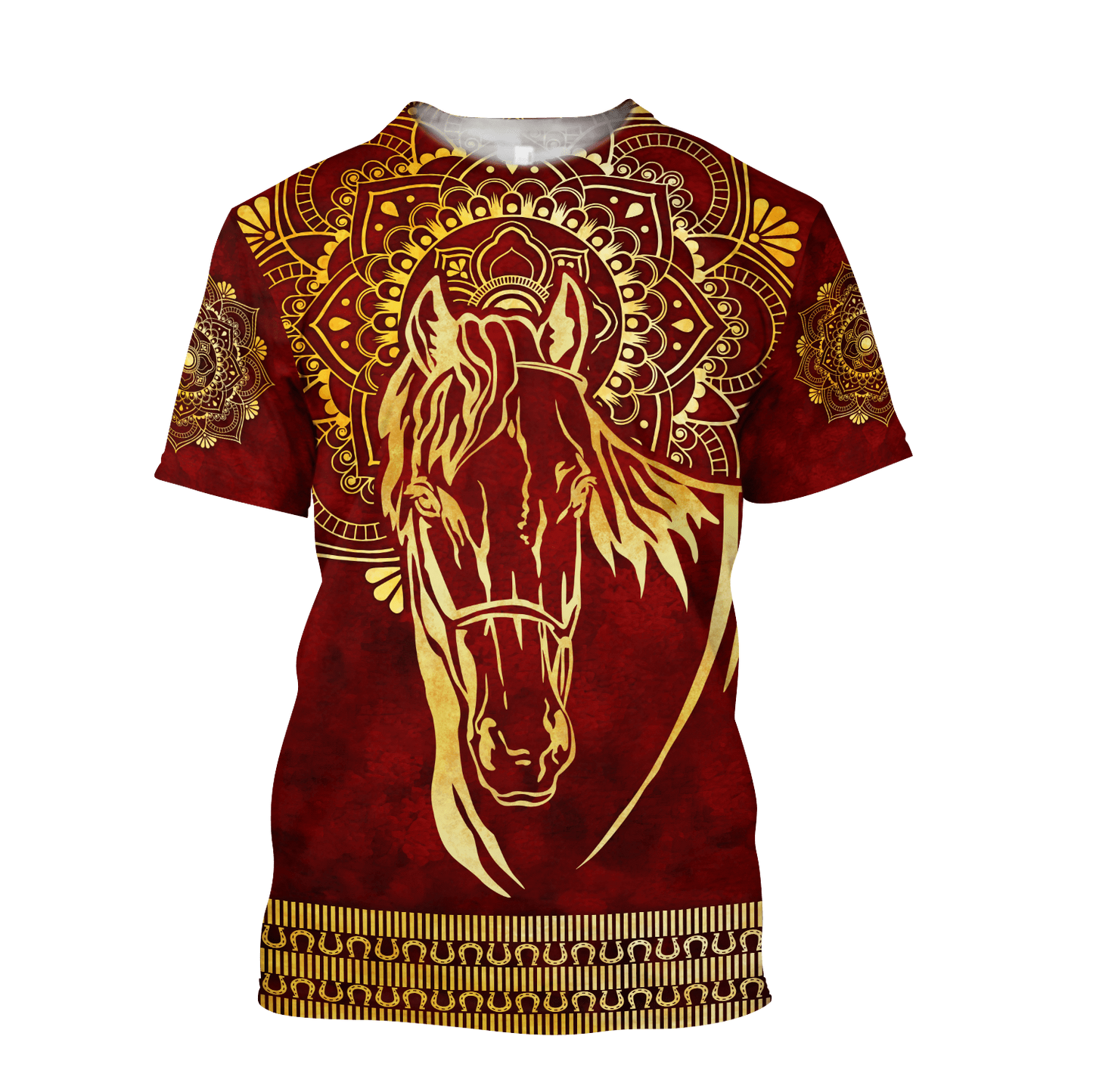 3D All Over Printed Horse Pattern in Red Unisex Shirts XT