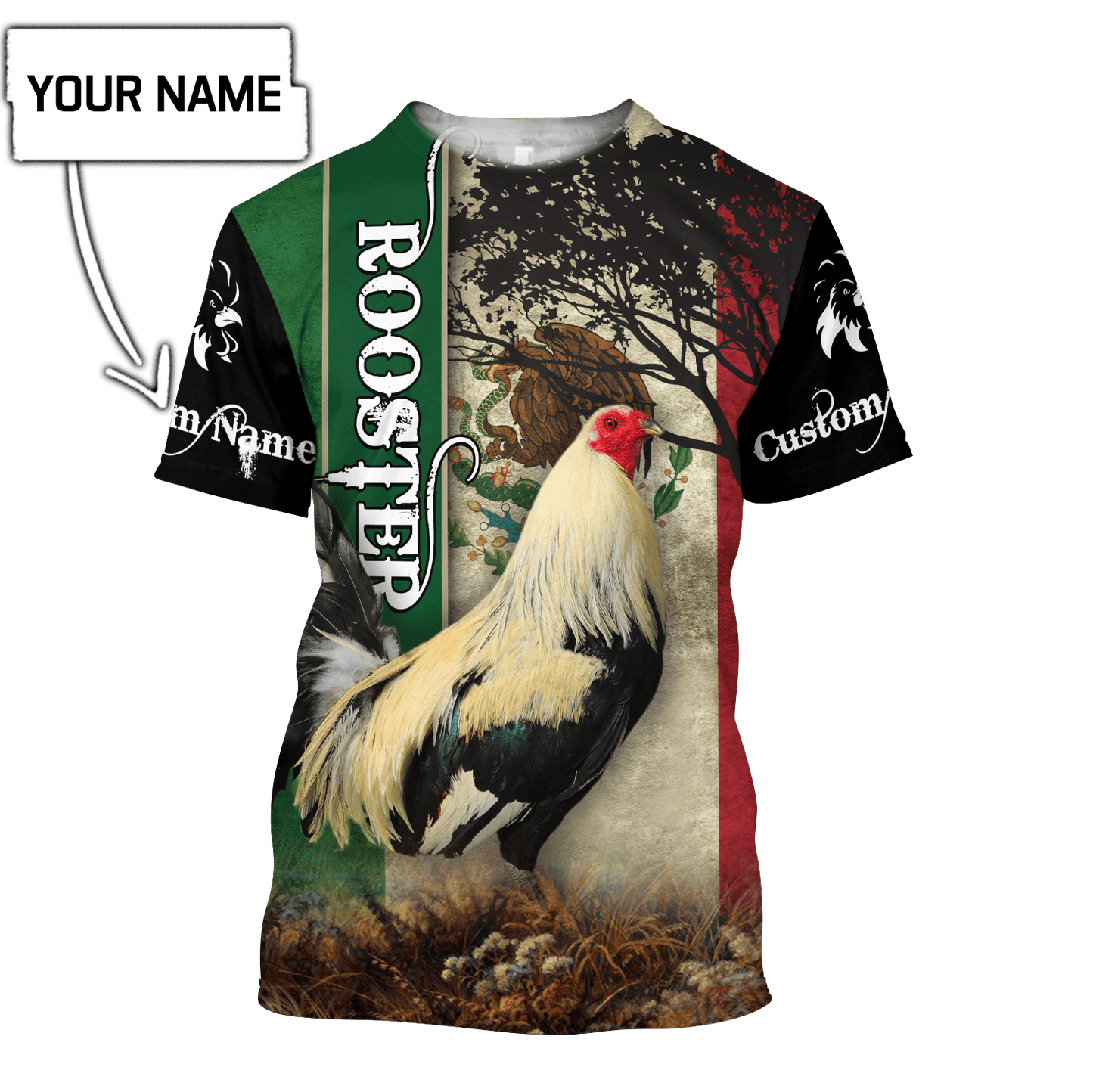 Personalized Name Rooster Mexico 3D All Over Printed Hoodie