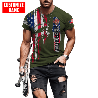 Customize Name Firefighter 3D All Over Printed Unisex Shirts