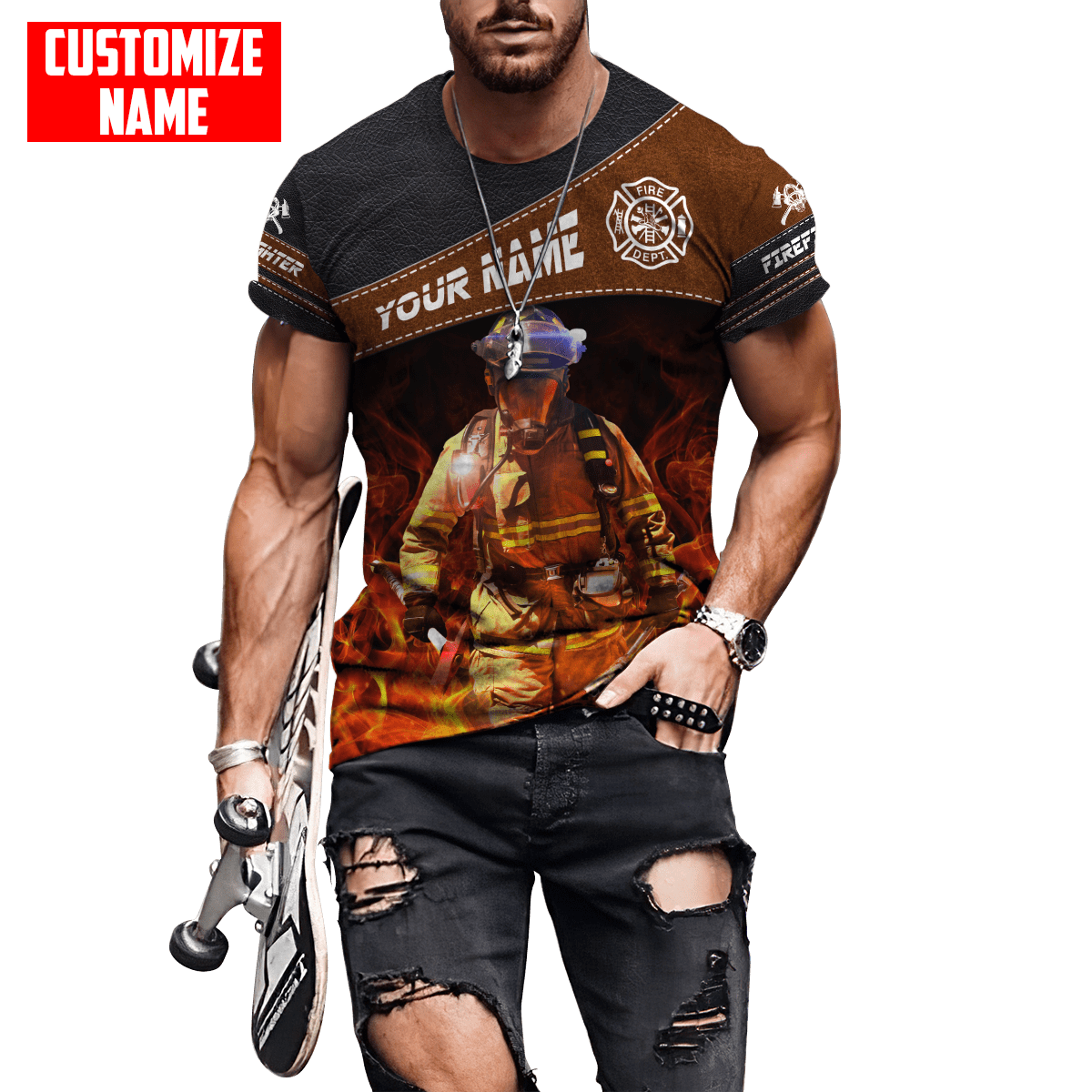 Customized Name Firefighter 3D All Over Printed Unisex Shirts