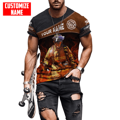 Customized Name Firefighter 3D All Over Printed Unisex Shirts