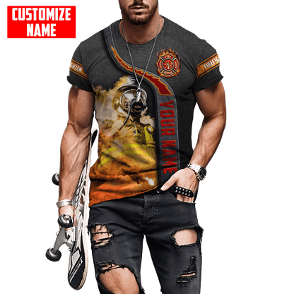 Customize Name Firefighter 3D All Over Printed Unisex Shirts