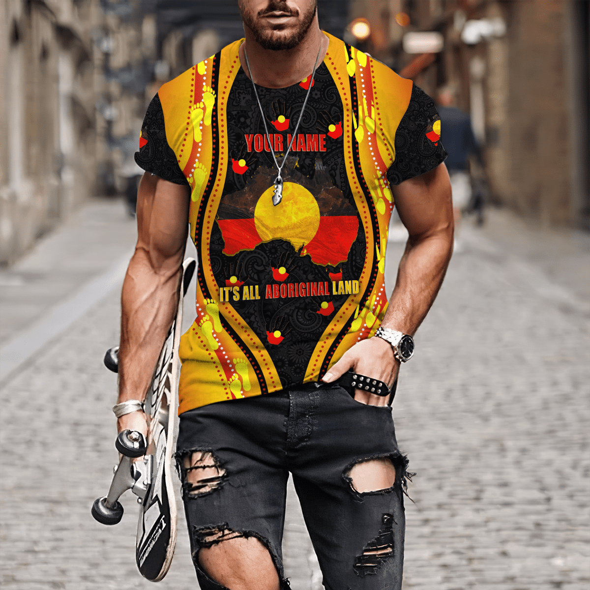 Custom name Proud to be Aboriginal Golden style 3d printed shirts