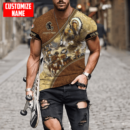 Customized name Eagle Chief Native Warrior American Spirit 3D All Over Printed Shirts