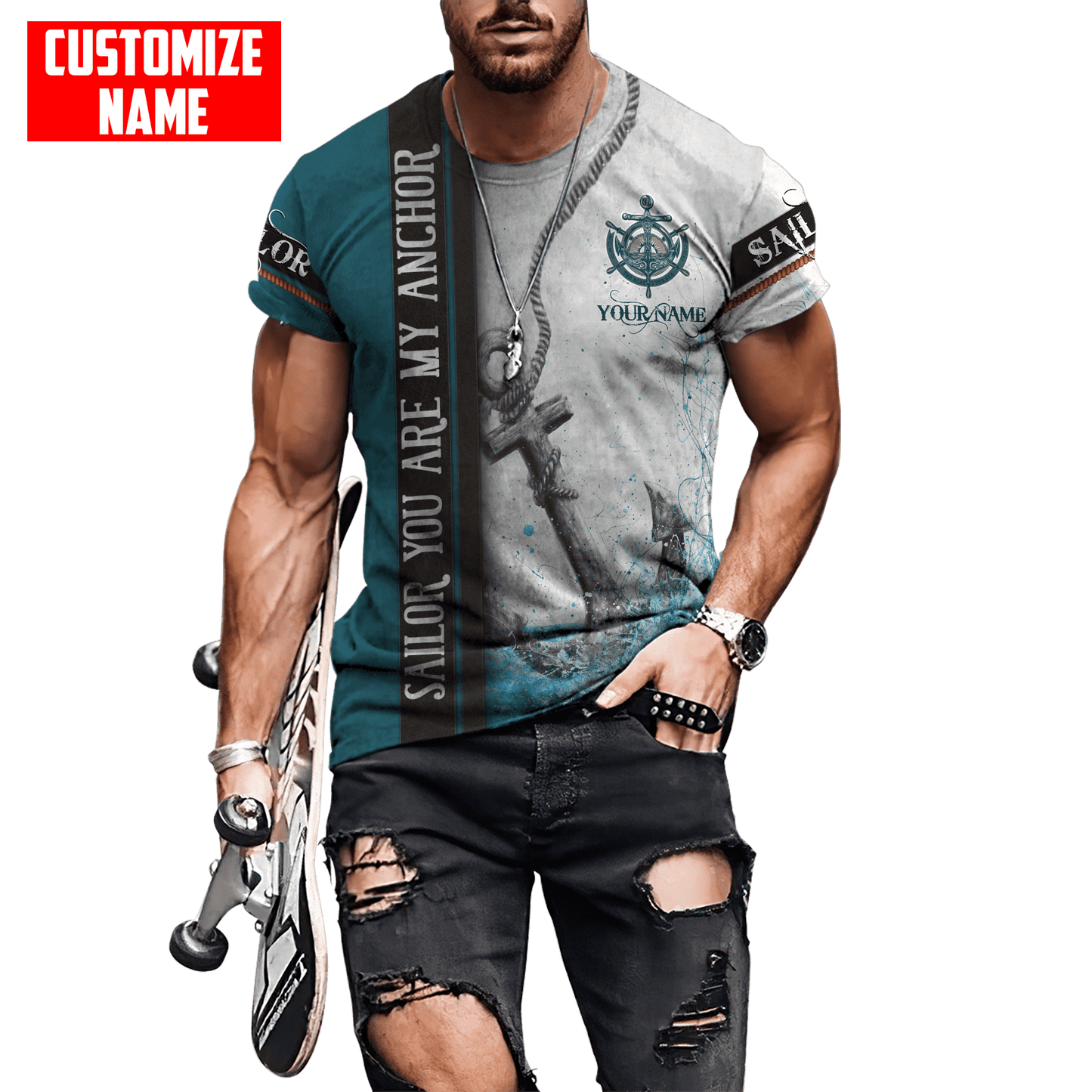 Customized Name Sailor You Are My Anchor 3D All Over Printed Shirts