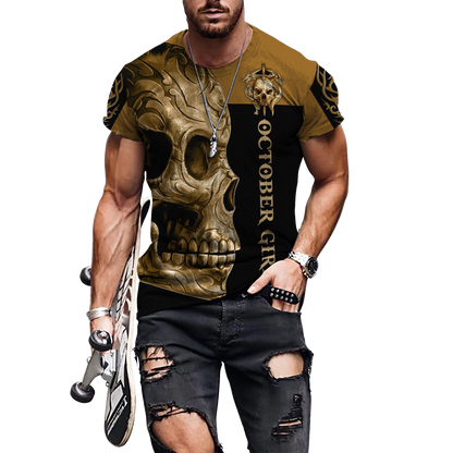 October Girl Skull 3D All Over Printed Shirts For Men and Women MH28062101
