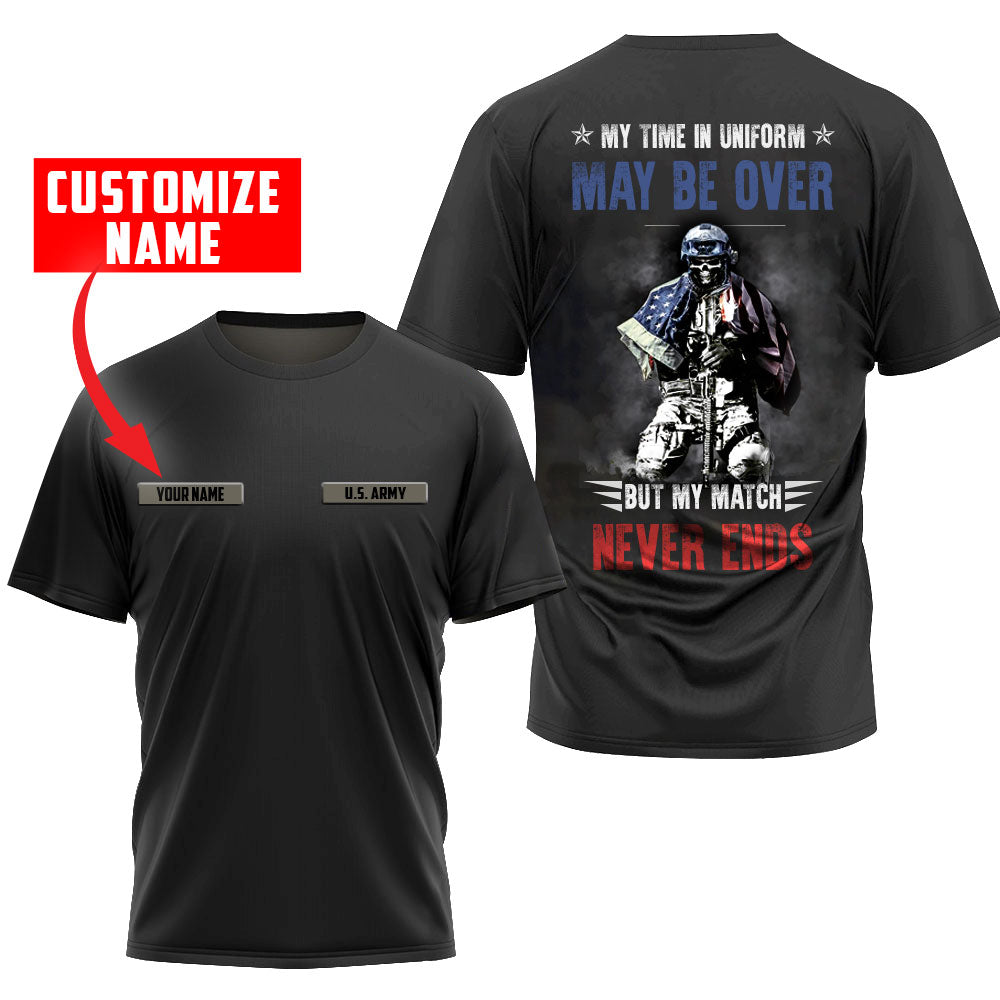Customized Name My Match Never Ends 3D All Over Printed Unisex T-Shirt
