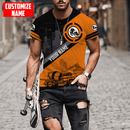 Concrete Finisher Orange Mixer Custom name 3D printed shirts