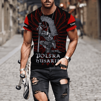 Premium Hussars Red Polska Husaria Custom name 3D Printed Shirts