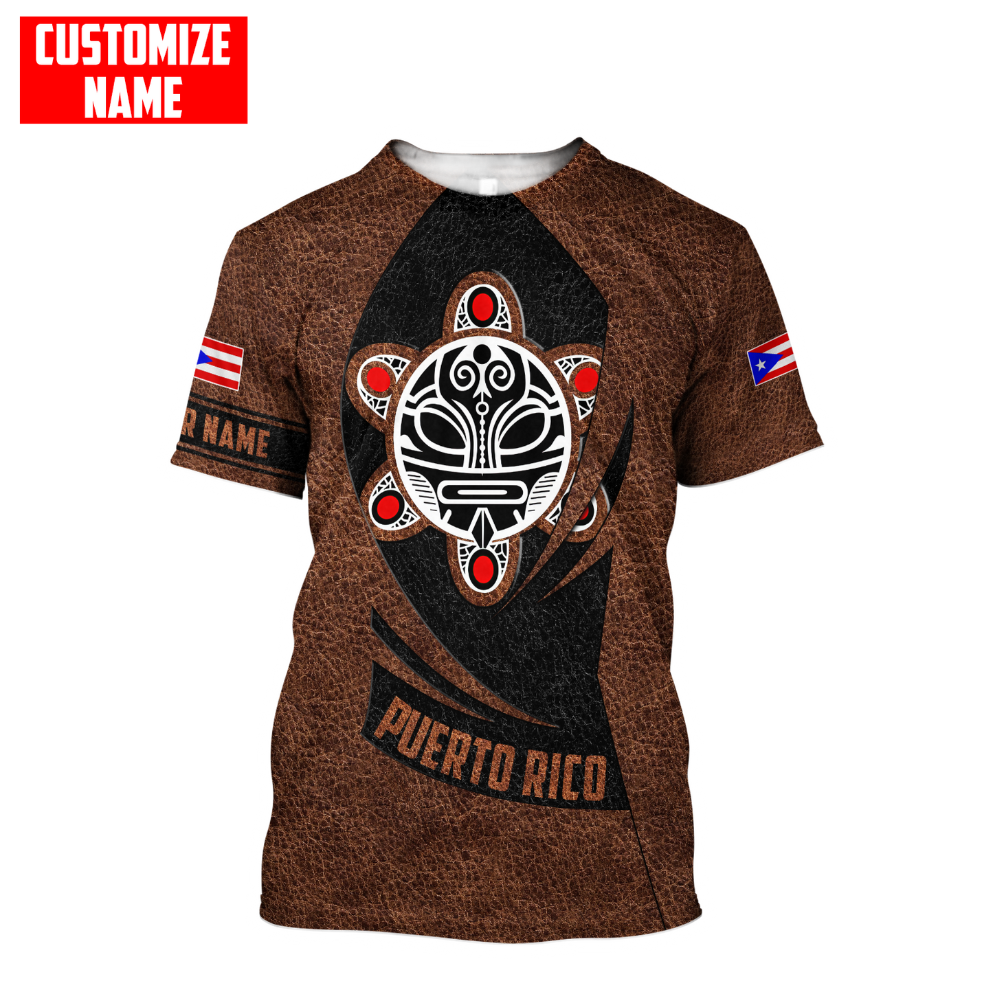 Customize Name Taino Tattoo Puerto Rico 3D All Over Printed Unisex Shirts