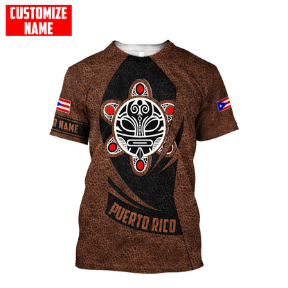 Customize Name Taino Tattoo Puerto Rico 3D All Over Printed Unisex Shirts