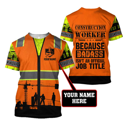 Premium Personalized 3D Printed Badass Construction Worker Shirts MEI