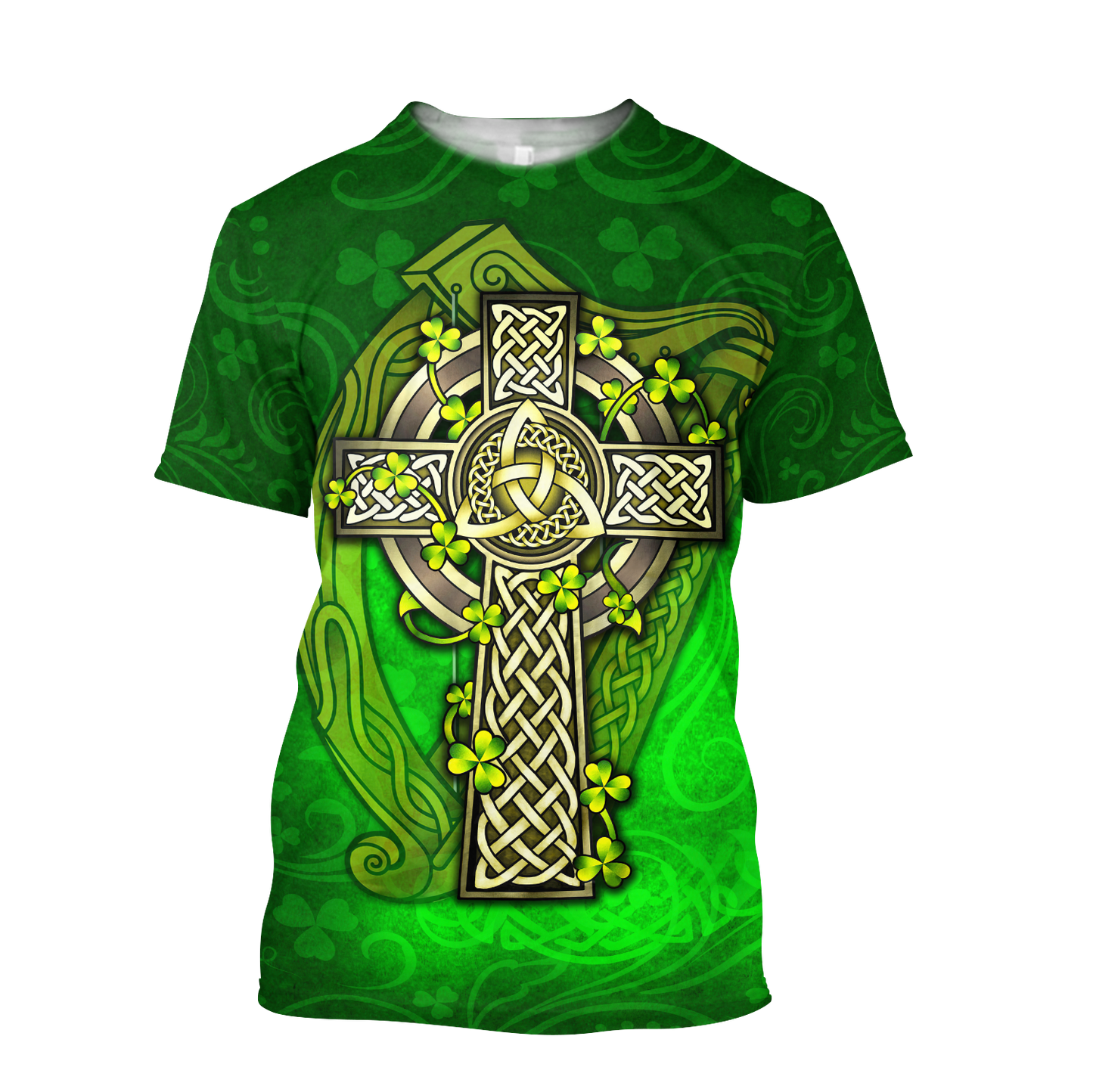 Premium Unisex Hoodie Irish St.Patrick  Celtic Cross And The Irish Harp ML