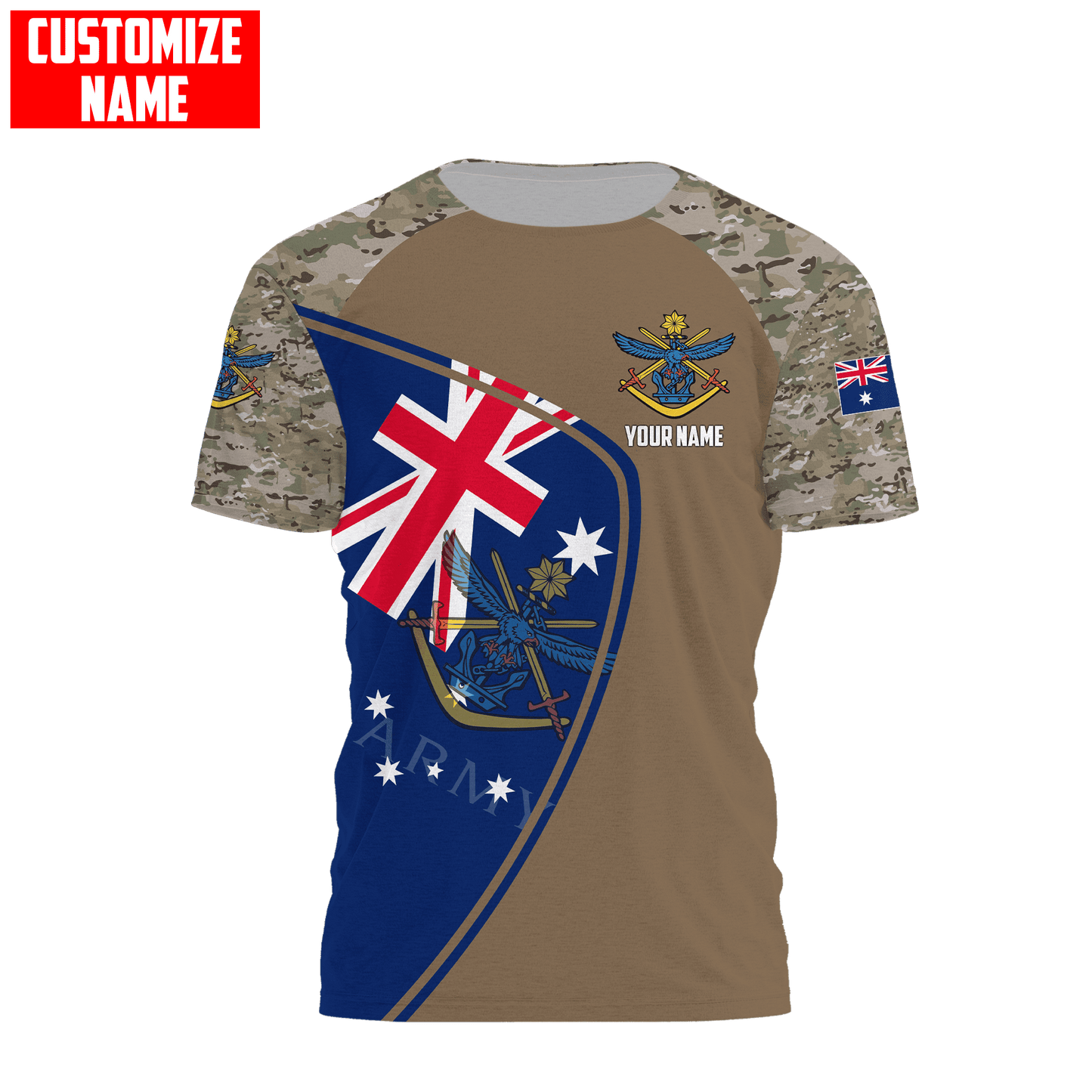 Custom name Anzac day Australia Army Combo T-Shirt Short