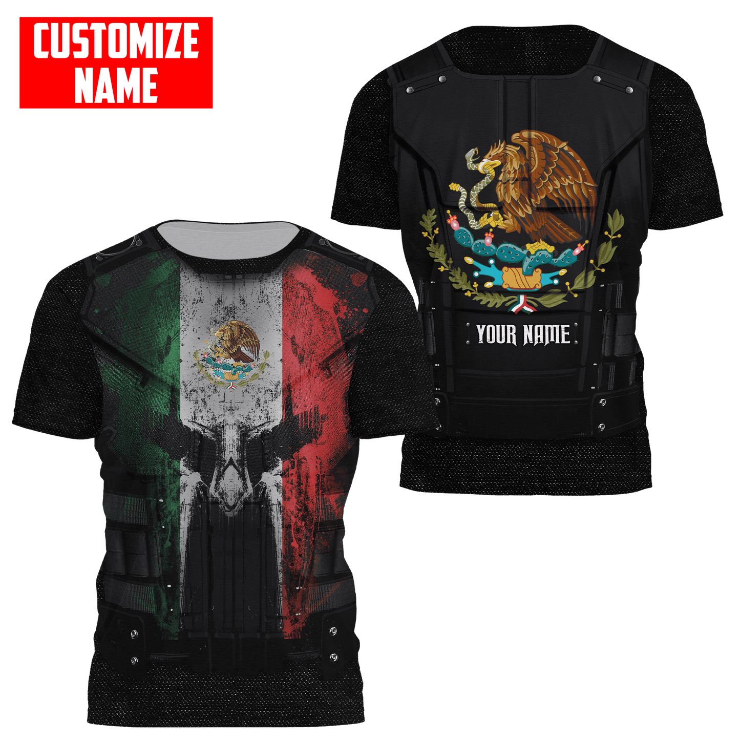 Customized Name Coat Of Arms Mexico 3D All Over Printed Unisex Shirts