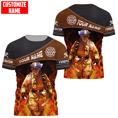 Customized Name Firefighter 3D All Over Printed Unisex Shirts