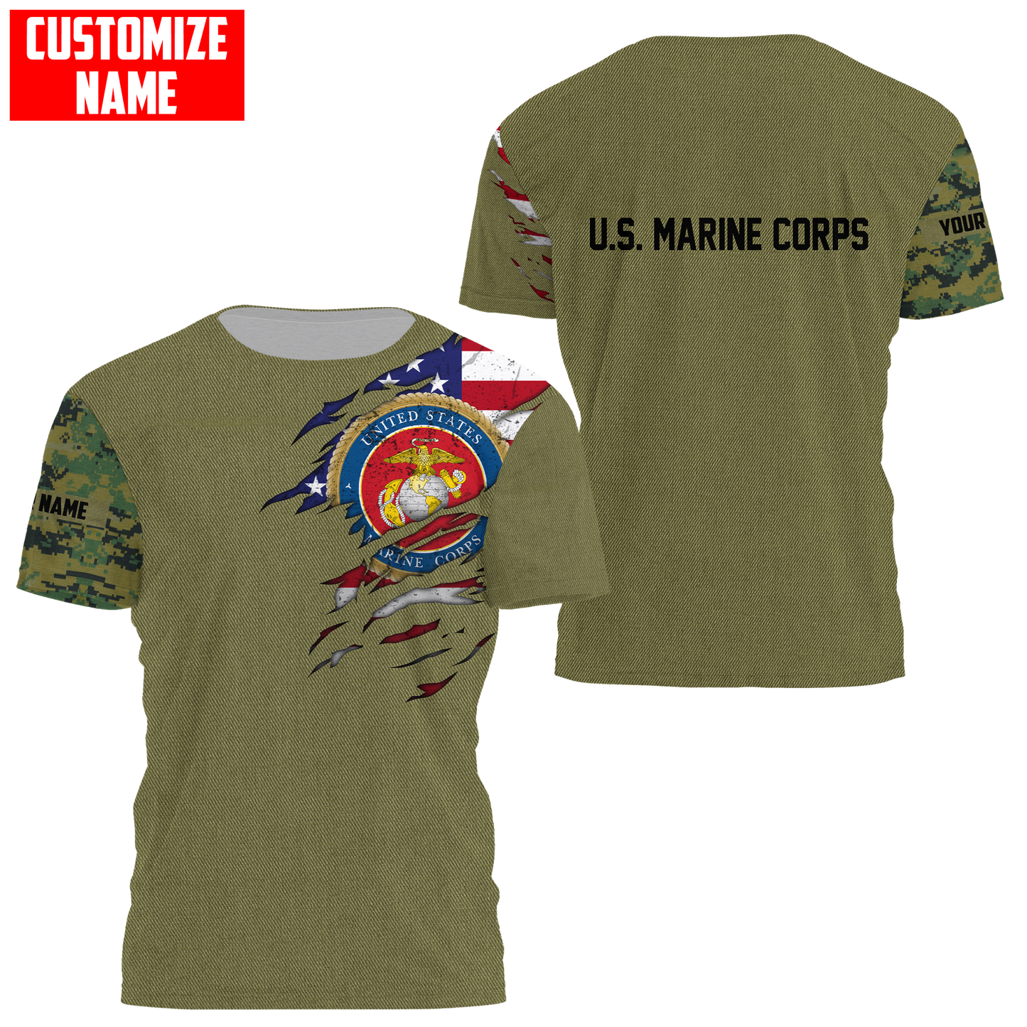 Custom name Soldier US Marine Corps 3d all over printed shirt hoodie MH06072107