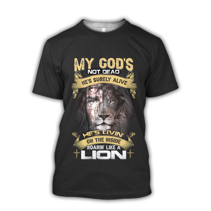 He's living on the inside Roarin' like a Lion - T shirt Style for Men Father's Day Gift
