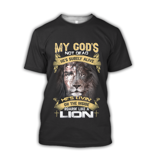 He's living on the inside Roarin' like a Lion - T shirt Style for Men Father's Day Gift