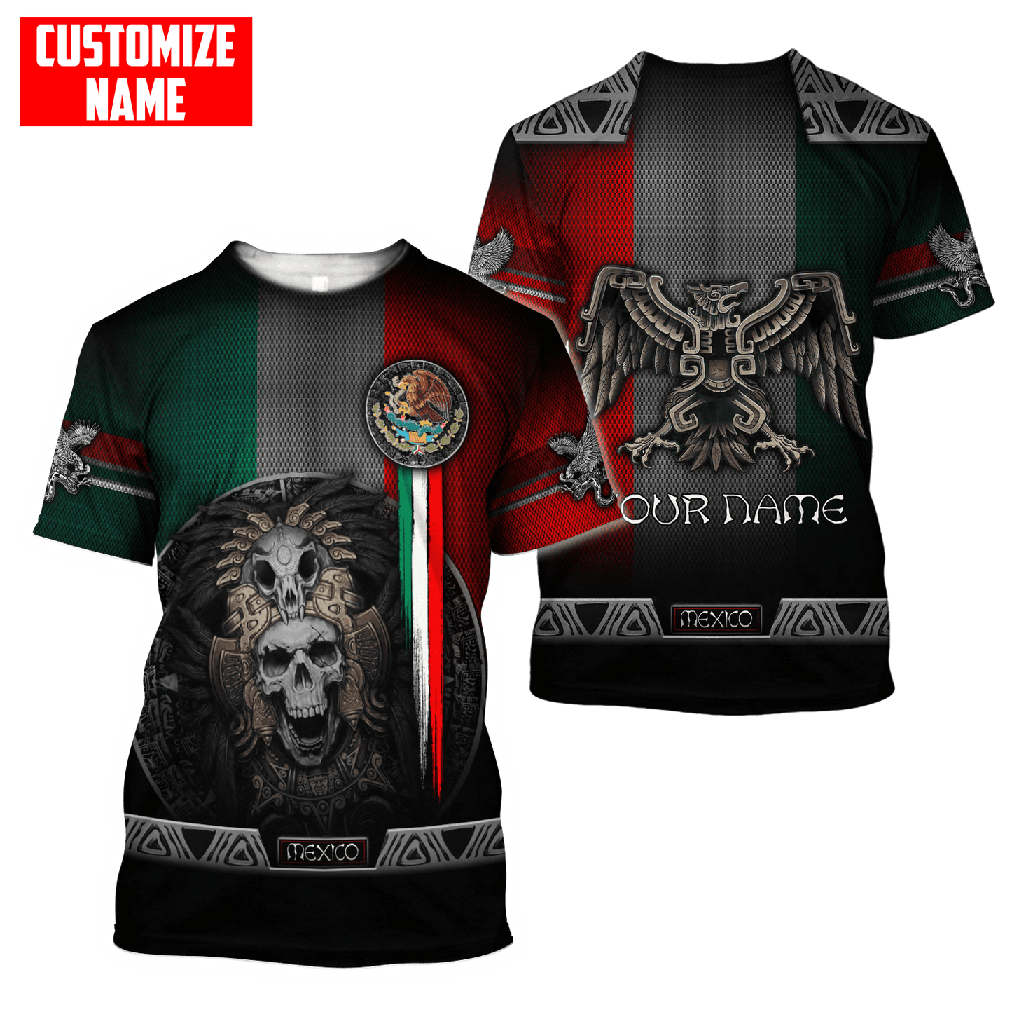 Customized Name Aztec Mexican 3D All Over Printed Unisex Shirts