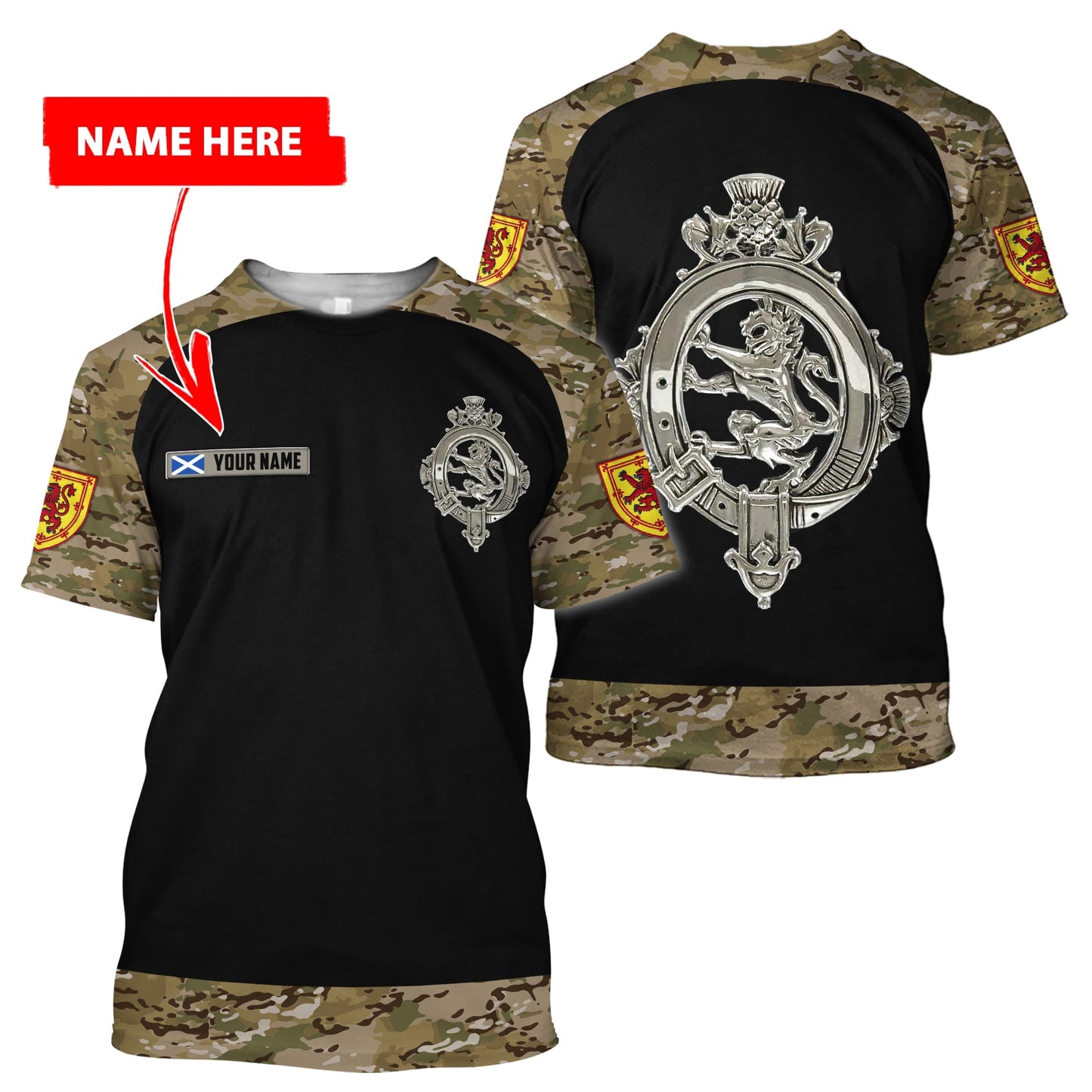 Custom Name XT Scottish Army Veteran 3D Printed Shirts Pi13042105