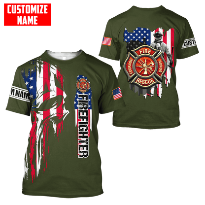 Customize Name Firefighter 3D All Over Printed Unisex Shirts