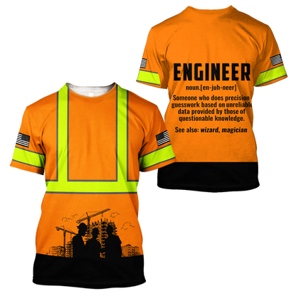 Construction Worker Orange Safety 3D printed shirts