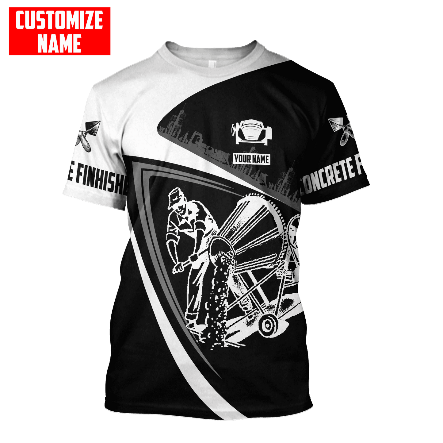 Customized Name Mixer Concrete Finisher 3D All Over Printed Combo T-shirt Boardshorts