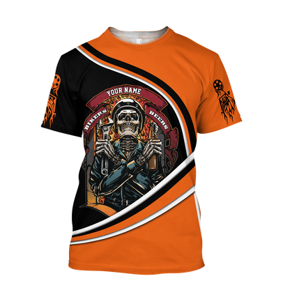 Personalized Name Motorcycle Racing 3D All Over Printed Unisex Shirts Bikers And Beer