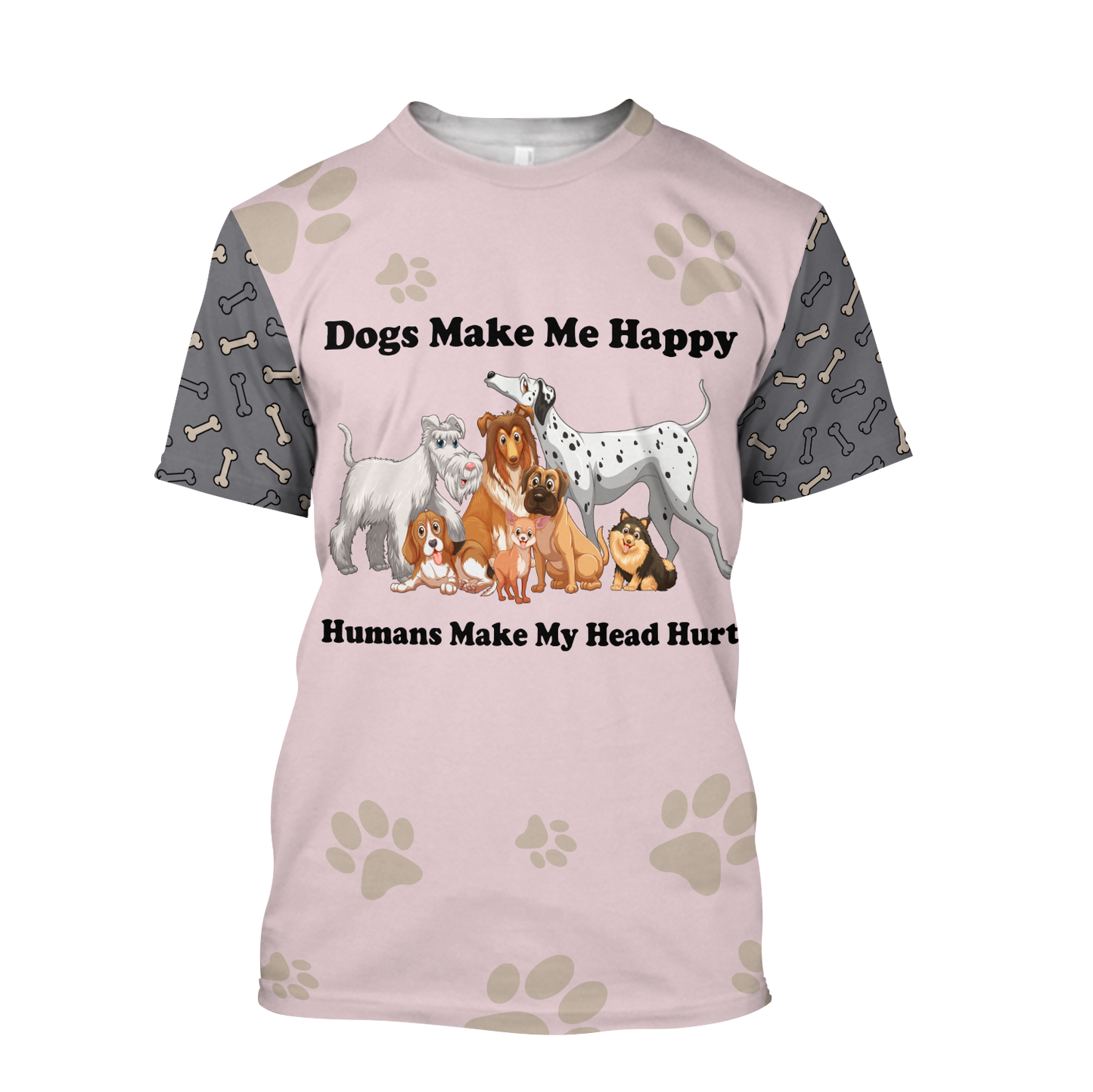 3D All Over Printed Dog Make Me Happy Unisex Shirts XT