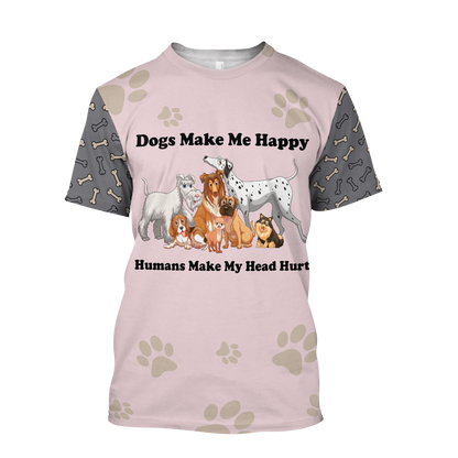 3D All Over Printed Dog Make Me Happy Unisex Shirts XT