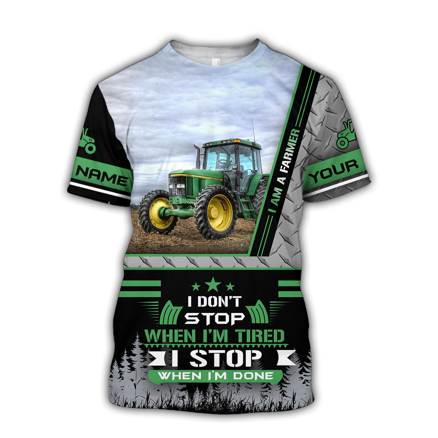 3D All Over Printed Tractor  Green Unisex Shirts Custom Name XT NTN20022104