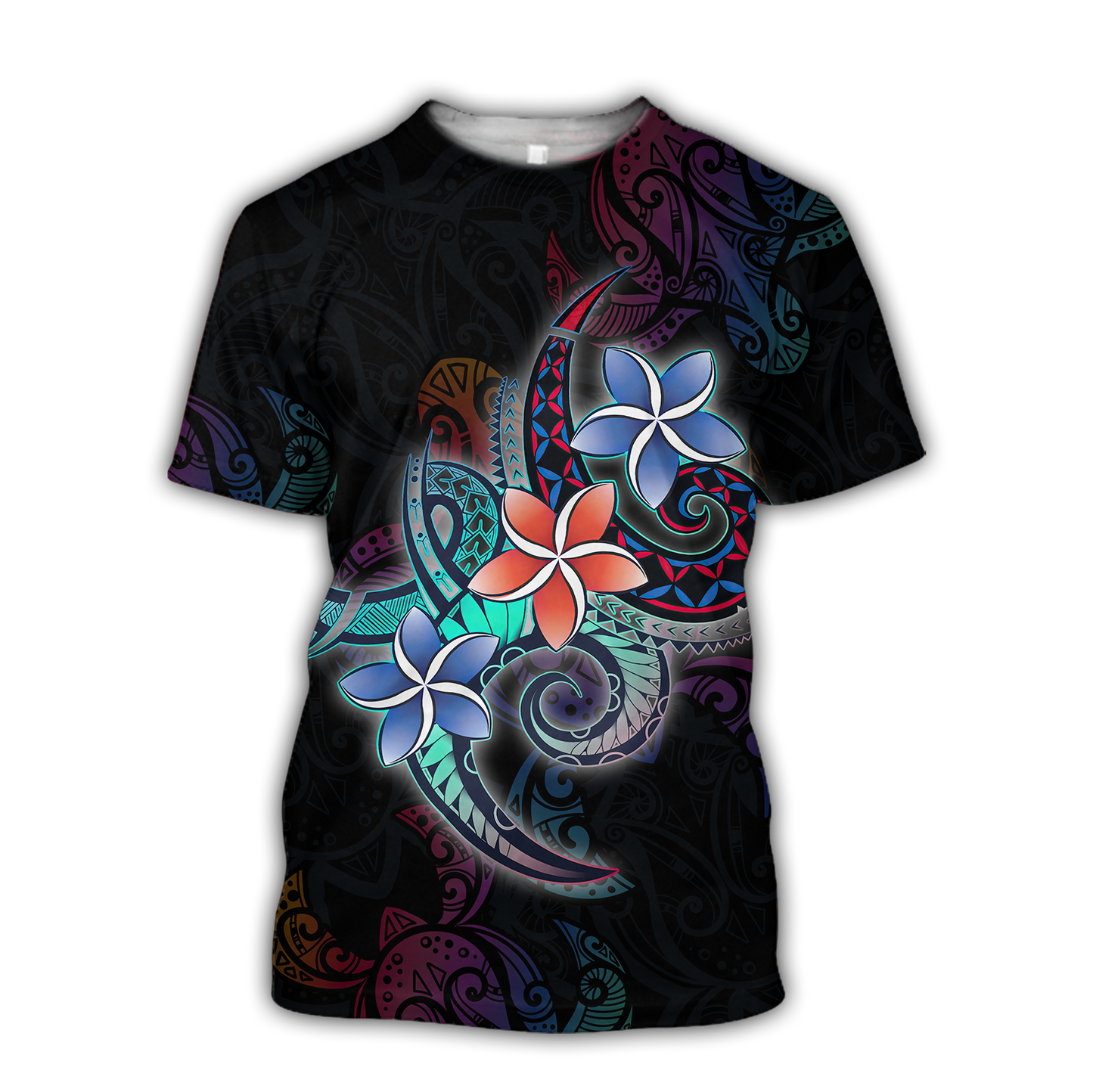 Amazing Polynesian Plumeria Flower And Turtle Tattoo Unisex Deluxe Hoodie ML