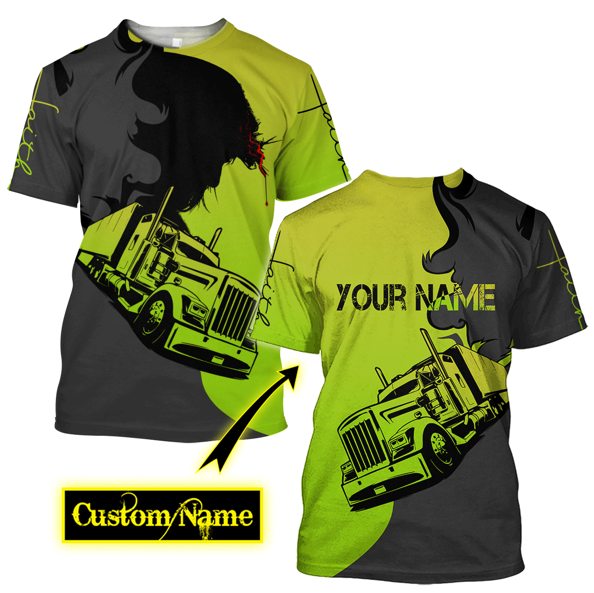 Personalized Name Trucker 3D All Over Printed Shirts For Men and Women