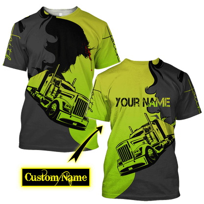 Personalized Name Trucker 3D All Over Printed Shirts For Men and Women