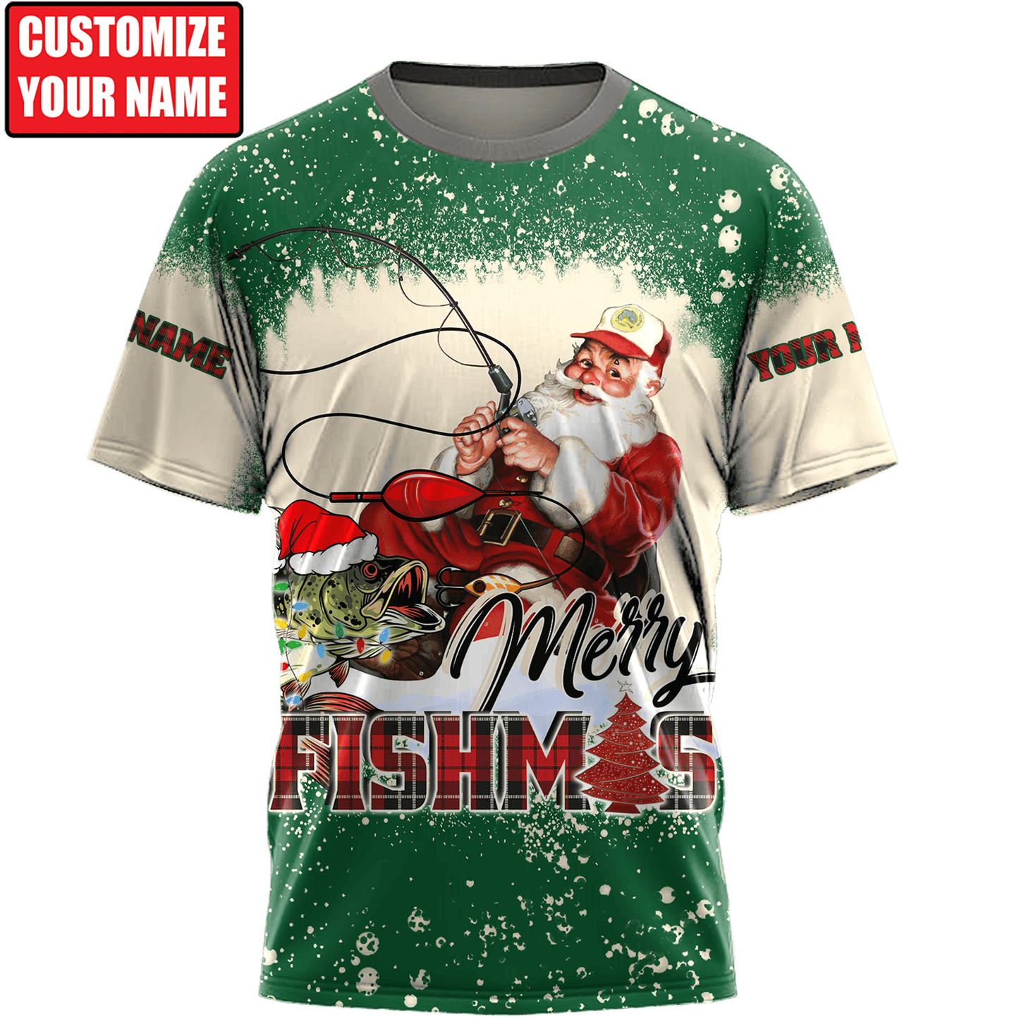Customized Name Merry Fishmas 3D All Over Printed Unisex Shirts