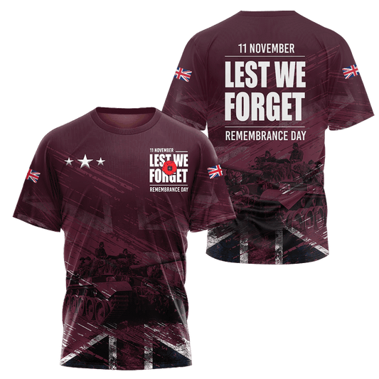 Remembrance Day Lest We Forget 3D All Over Printed Unisex Shirts
