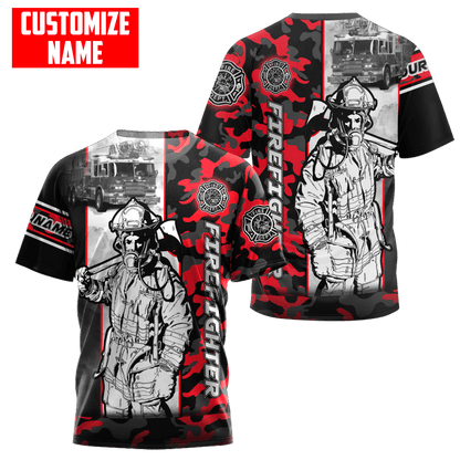 Customize Name Firefighter 3D All Over Printed Unisex Shirts