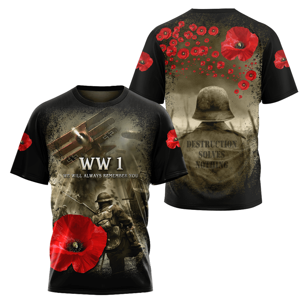 Remembrance Day Lest We Forget 3D All Over Printed Unisex Shirts