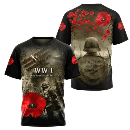Remembrance Day Lest We Forget 3D All Over Printed Unisex Shirts